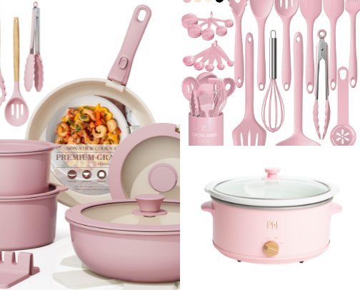 Soft Life Kitchen | Pink Aesthetic Finds cover photo collage
