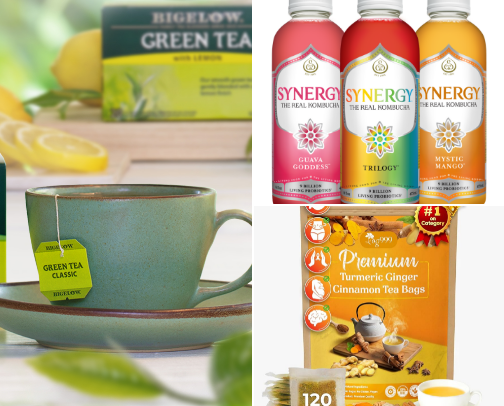 Teas, Vitamins, and Drinks for Health Benefits cover photo collage