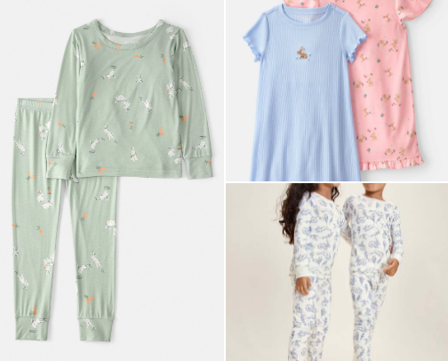 kids easter pajamas cover photo collage