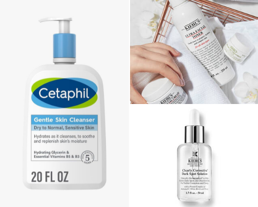 Daily skin care routine and recommendations. cover photo collage
