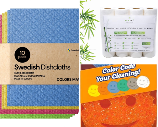 I Finally Replaced Paper Towels and Sponges With Swedish Dishcloths cover photo collage