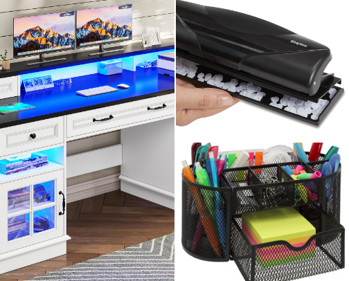 Building your office at home? home office must have items!. cover photo collage