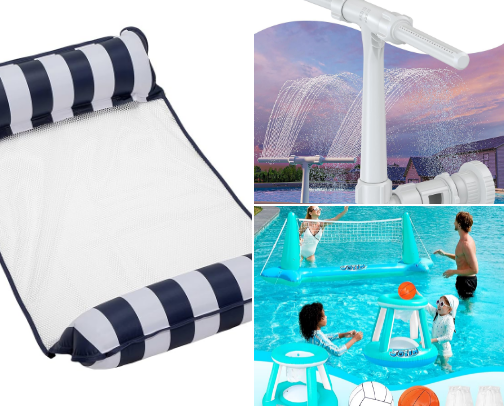 Pool must haves☀️💦 cover photo collage