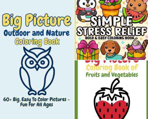 Coloring Books with Big Pictures cover photo collage