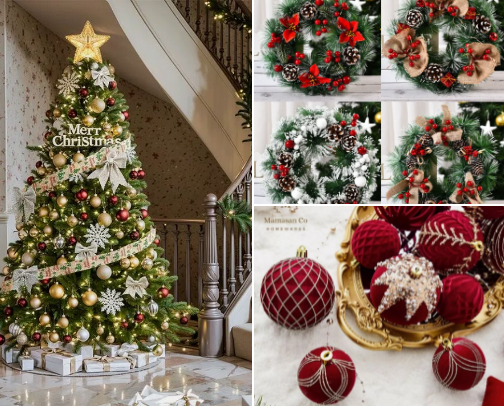 Various kinds of Christmas ornamens. cover photo collage