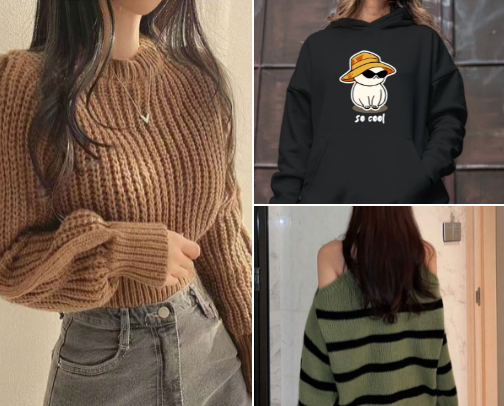 "Cozy Up in Style: Sweaters, Hoodies, Jackets, and Cardigans for Every Occasion!" cover photo collage