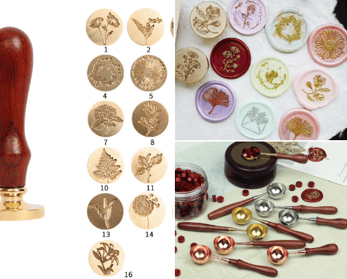 Wooden Stamps, Wax Seals & Paper Sticker Bundles cover photo collage