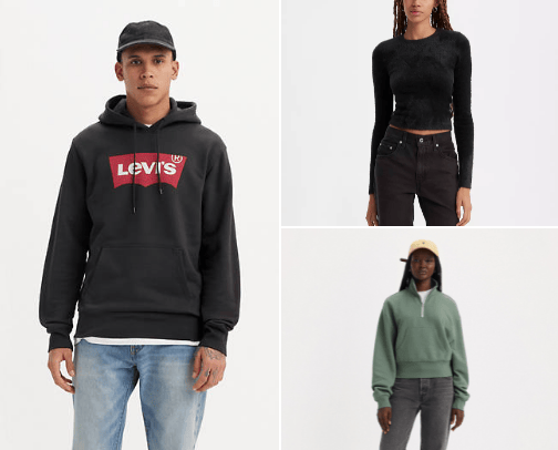 Levis sweatshirts (for men and women) cover photo collage