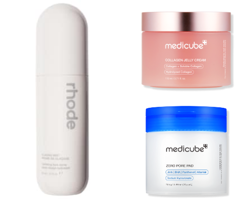 glass skincare routine cover photo collage
