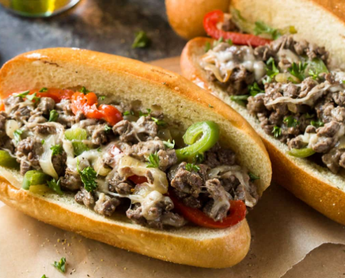 my fav easy philly cheesesteak recipe cover photo collage