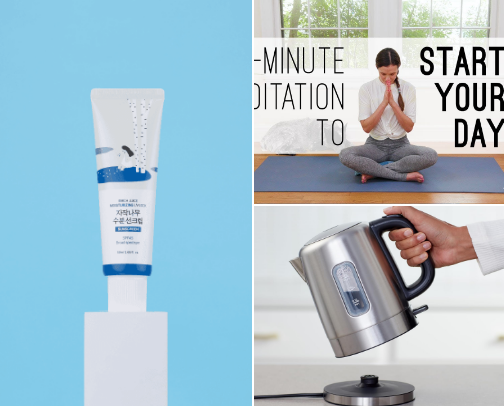 My morning arctic flow, tea, & skincare! cover photo collage