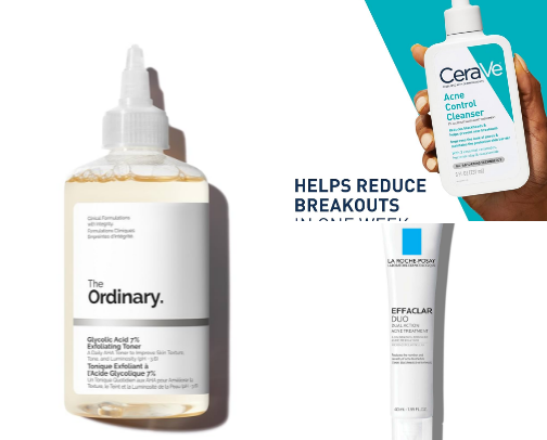 Products that help with acne cover photo collage