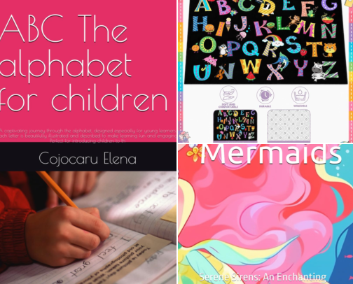 "ABC: The Alphabet for Children" este o carte captivantă, creată specială pentru micii învățăcei cover photo collage