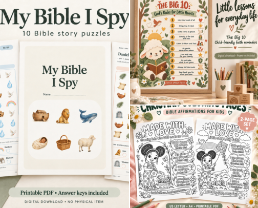 Bible Activities & Christian Printables for Kids cover photo collage