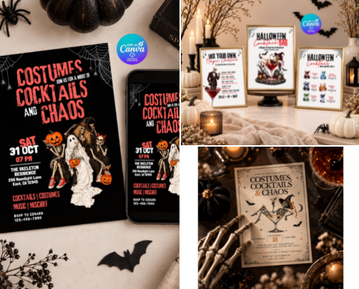 🎃 Halloween Costume Party Ideas | Adult Halloween Cocktails, Decor & Party Inspiration cover photo collage