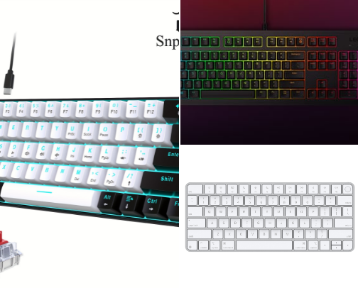 gaming and working Keyboards cover photo collage