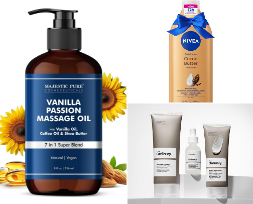 Glow up with our rich body lotions and nourishing oils for soft, smooth, and beautifully scented skin every day. cover photo collage