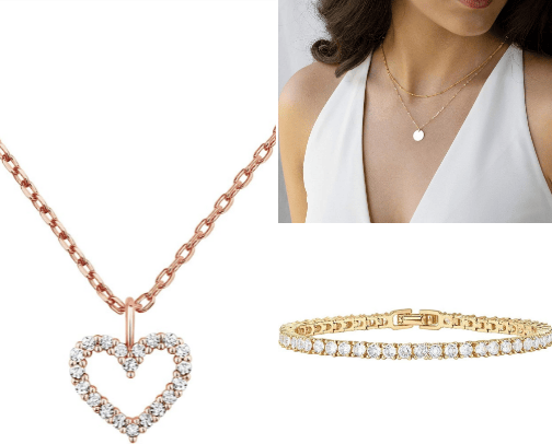 Earrings, neckless, bracelets cover photo collage