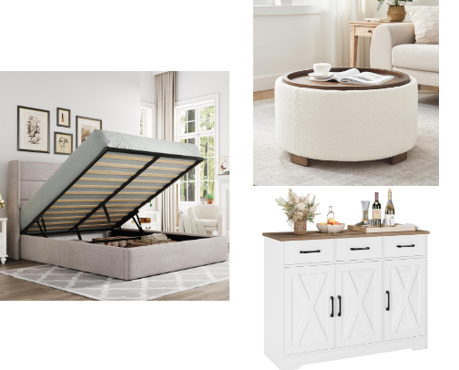 Hidden Storage Furniture That Makes Clutter Disappear (Small Space Storage Solutions) cover photo collage