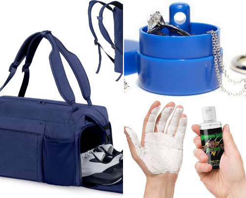 Everything I keep in my gym bag cover photo collage