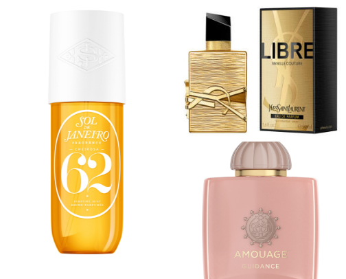 Favorite perfumes and body cosmetics cover photo collage