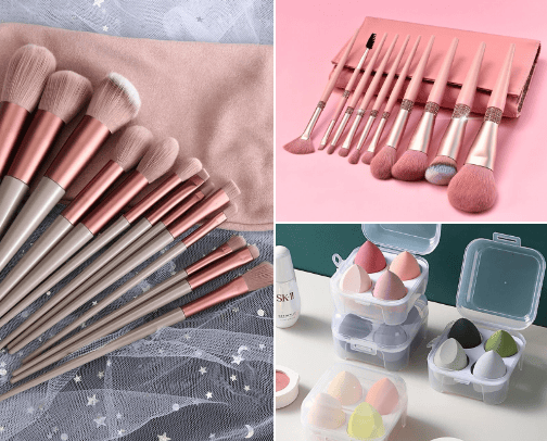 Brushes for makeup cover photo collage