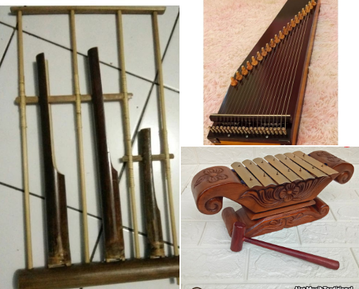 Indonesian traditional musical instruments cover photo collage