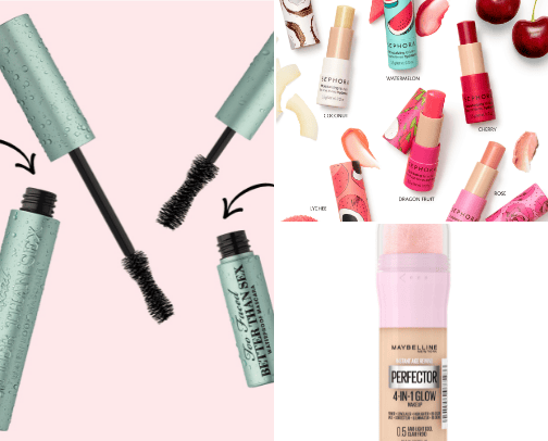 makeup and skincare cover photo collage