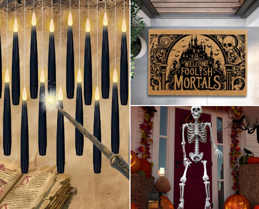 Spooky Porch & Entryway Makeover: Renter-Friendly Halloween Finds cover photo collage