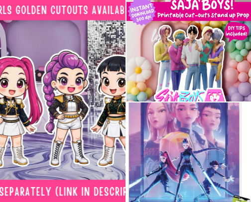 K-pop Demon Hunters Birthday Party cover photo collage
