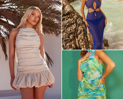 LIGHT AND STYLISH VACATION DRESSES. cover photo collage