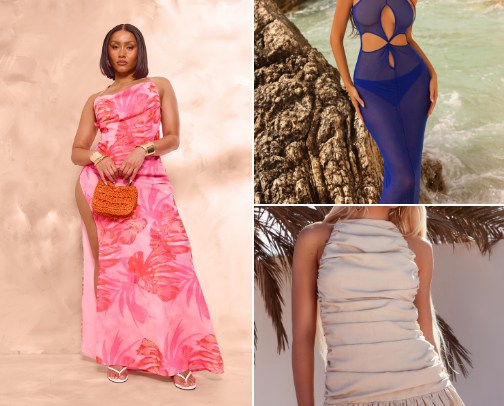 LIGHT AND STYLISH VACATION DRESSES. cover photo collage
