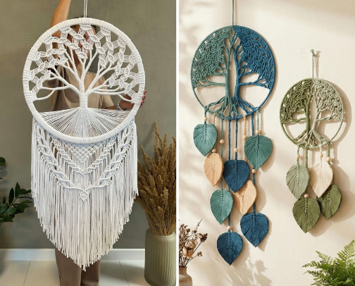 Beautiful Boho & Modern Tree of Life Macrame Wall Hangings cover photo collage