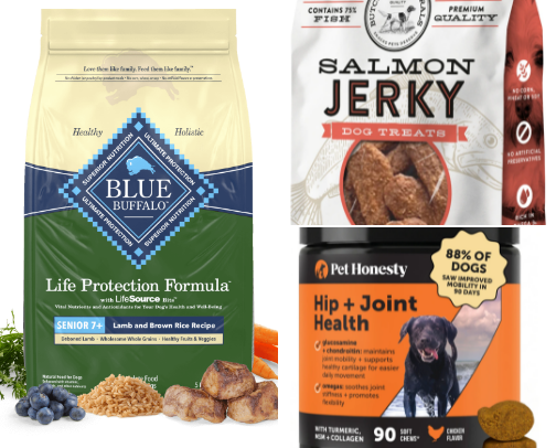 PET PRODUCTS FOR SENIOR PETS cover photo collage