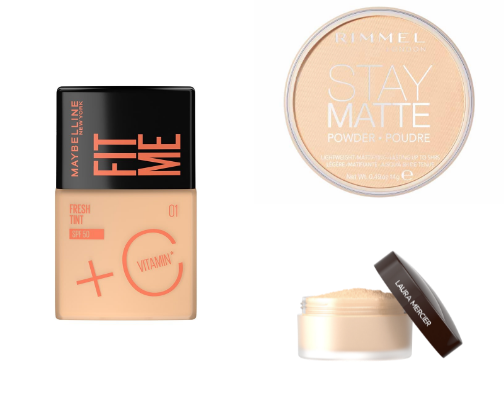 Various make-up products put into categories cover photo collage