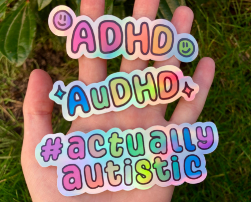 Etsy: Neurodiversity/mental health stickers - handmade items on Etsy cover photo collage