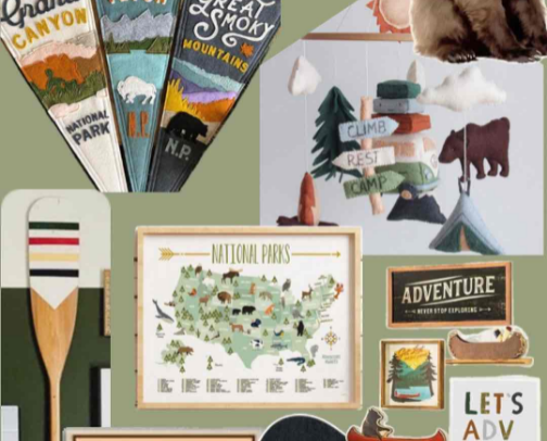 My perfectly curated National Parks themed nursery cover photo collage