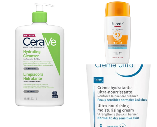 Dry skincare routine cover photo collage