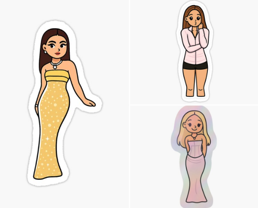 Cute Fashion Outfit Cartoon Character Stickers for Girlies cover photo collage