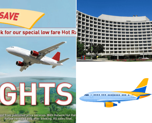Hotels and flights cover photo collage