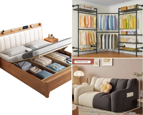 Comfort Meets Style: Essential Couches, Beds, Shelves, Tables &  Candles for Every Home🏡 cover photo collage