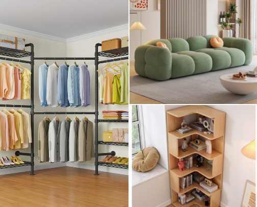 Comfort Meets Style: Essential Couches, Beds, Shelves & Tables for Every Home🏡 cover photo collage