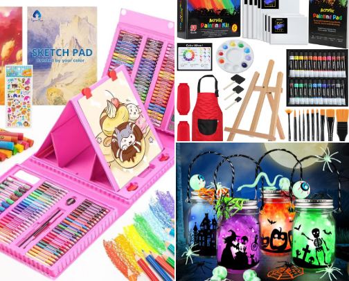 Art supplies for kids cover photo collage