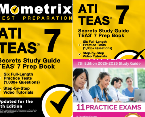 Read Online - ATI TEAS Secrets Study Guide: TEAS 7 Prep Book, Six Full-Length Practice Tests (1,000+ Questions), Step-by-Step Video Tutorials: [Updated for the 7th Edition] Resources cover photo collage