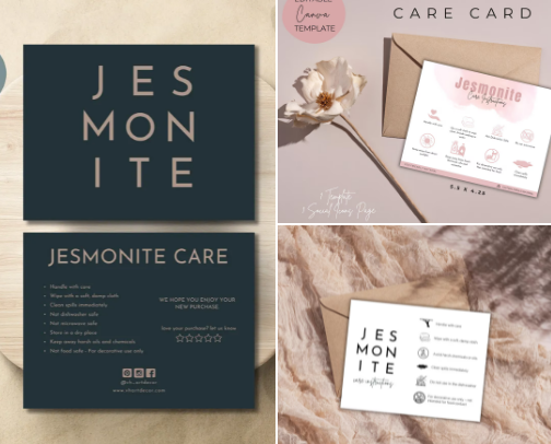 Jesmonite Care Cards | Etsy cover photo collage
