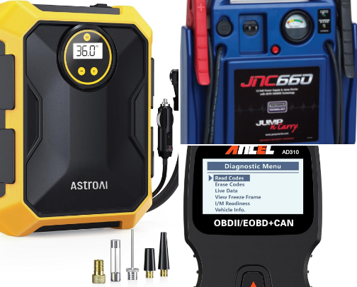 Car gadgets and accessories cover photo collage