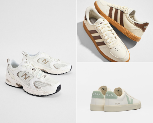 White sneaker pick-ups for capsule wardrobe cover photo collage