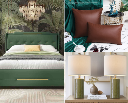 Green and Gold Bedroom on a Budget cover photo collage