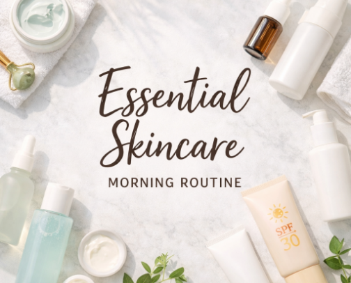 Essential Skincare Morning Routine Products cover photo collage