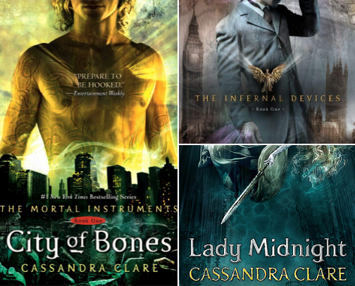 The Shadow Hunter Chronicles written by Cassandra Clare (my favorite series for almost 20 years now) cover photo collage